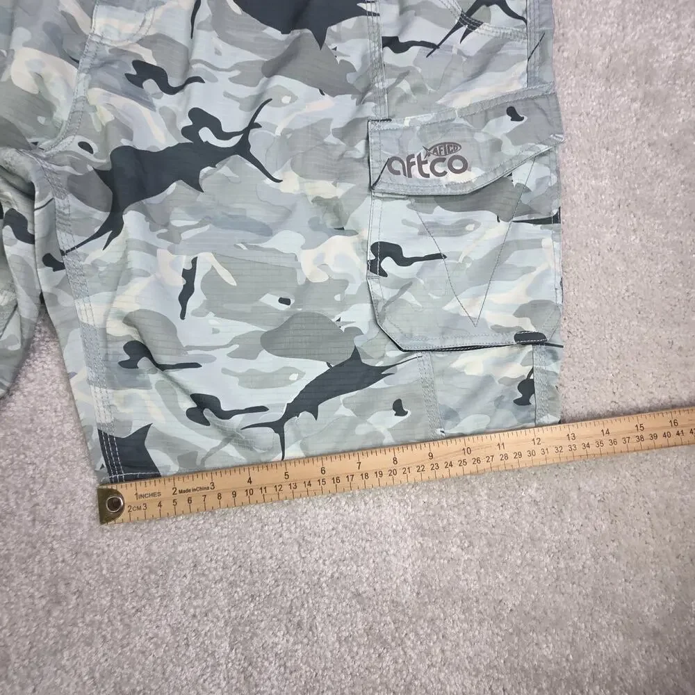 AFTCO Camo Boardshorts Mens 42 Blue Green Unlined Swim Shorts